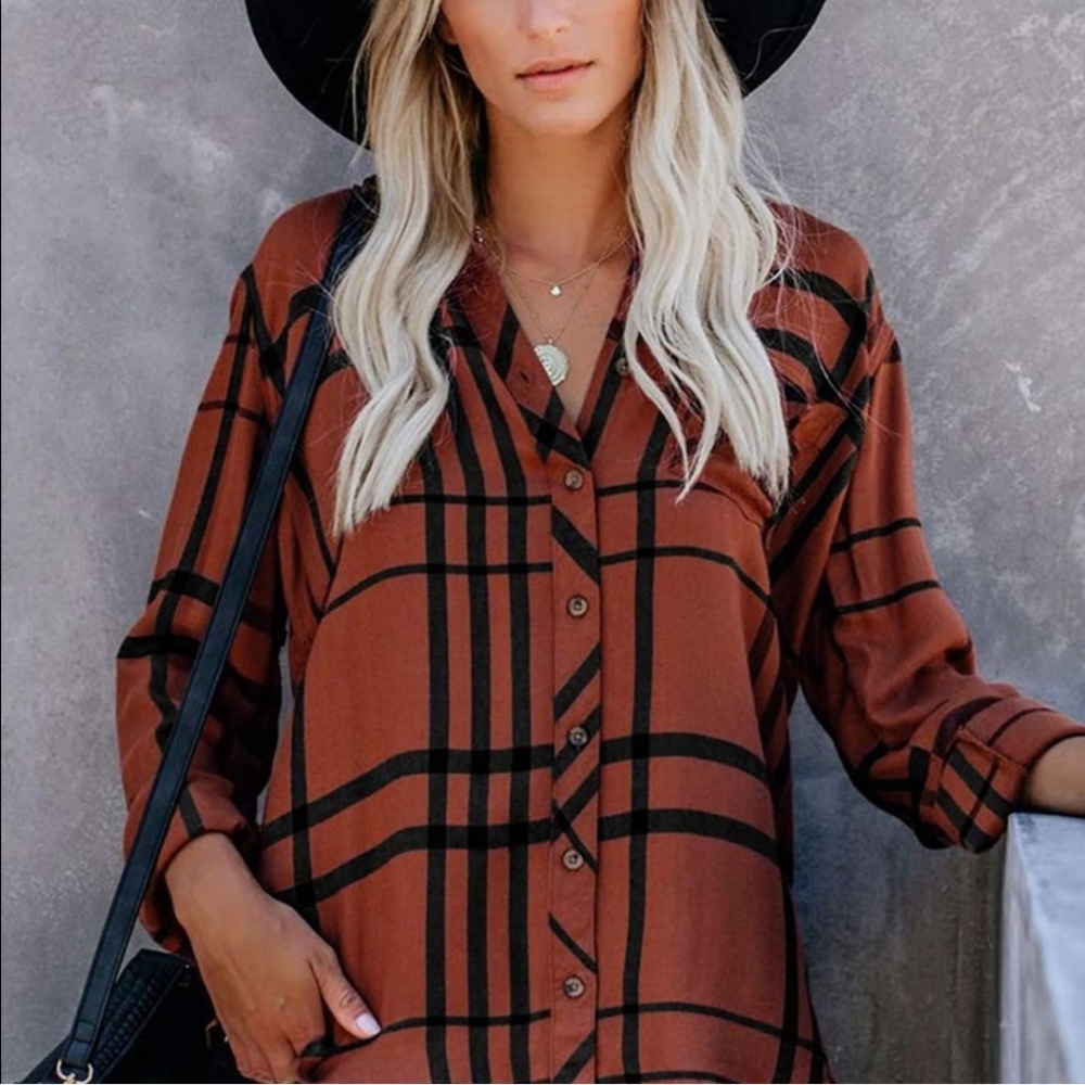ZC&GF Women's Long Sleeve V-Neck Stripes Buttons Blouse Shirt Casual size S